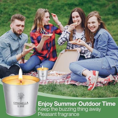 ZPQAODI Citronella Kerzen Outdoor, 12 x 2,2 oz, Kerzengeschenkset, Outdoor Kerzen mit Natürliche Sojawachs Zitronella Kerze, Kerzen Set für Garten, Hof, Party, Camping, Grillen, Balkon