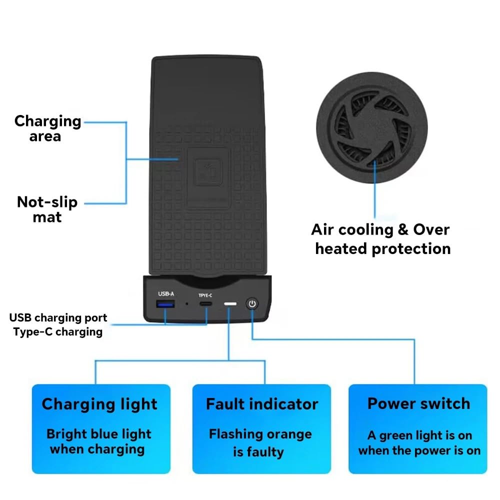 Chargement sans fil de voiture adapté for Ford Mondeo Evos 2022 – 2024, support de téléphone portable, prise de Charge rapide, accessoires d'intérieur, garniture