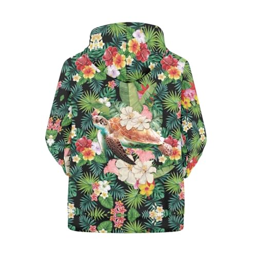 Image of Forchrinse Green Palm Tree Sea Beach Mens Hoodies Pullover Long Sleeve Fleece Hoodie Cozy Sport Casual Outwear