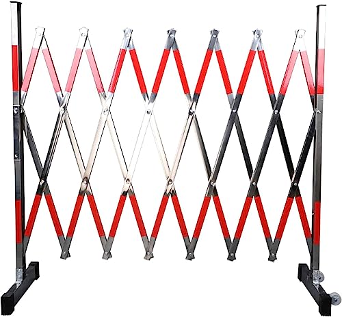 MSHGSKU Barricada metálica Extensible - Puerta de Tijera portátil Plegable con Ruedas, Valla de tráfico Temporal retráctil para Uso en Exteriores, fácil de Transportar e Instalar