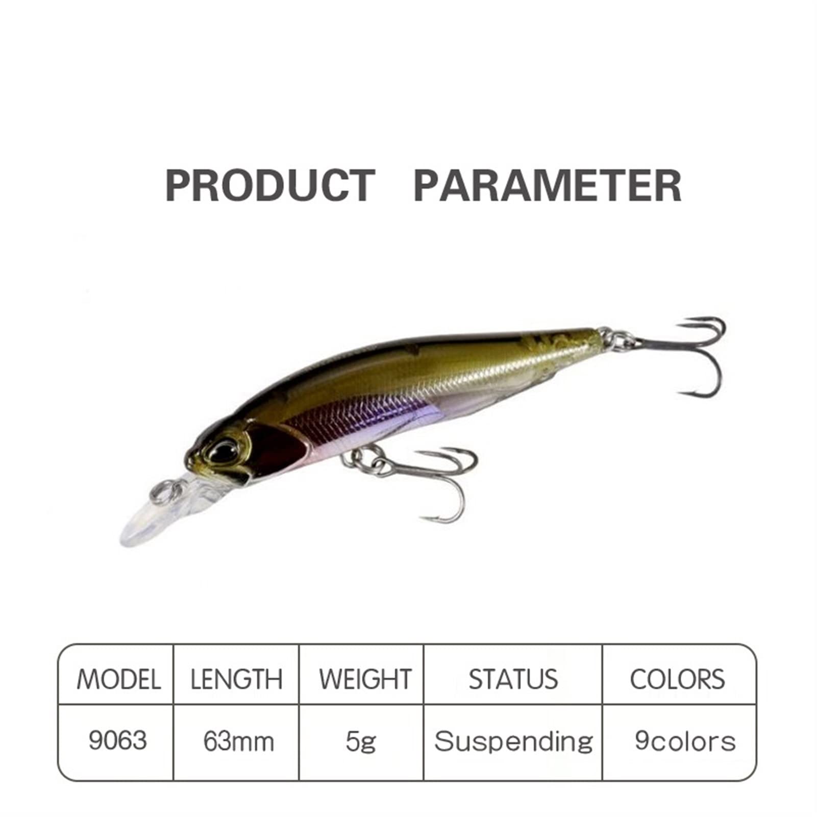 10 pièces 63mm 5g Leurres de pêche à l'achigan Minnow Wobblers Jerkbait Profondeur 0,8-1,2 m Appât Dur Artificiel réaliste Isca Swimbaits de plongée pour Bass Pike Attirail de pêche