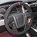 Hand Sewing Black Suede Genuine Leather Steering Wheel Cover for 2010 2011 2012 2013 2014 Ford F150 SVT Raptor (Suede Red Thread)