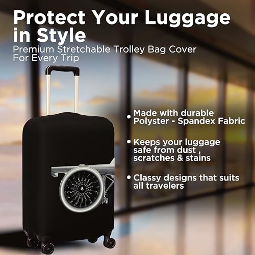 Image of WanderWraps Spendex Polyester Protective Luggage Cover | Hard Luggage Trolley Bag Cover | Washable | Dust Proof | Stretchable | M - 24 inch | JetCore