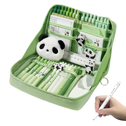 Schreibsets | Juego de Schreibwaren Kletisches | Juego de Schreibwaren Diseño Panda - Kletisches ZuAnsteckbroschen Colgante Aufbewahrungsbox Juego de Zubehörset para Schüler Jugendliche Kinder Mädchen