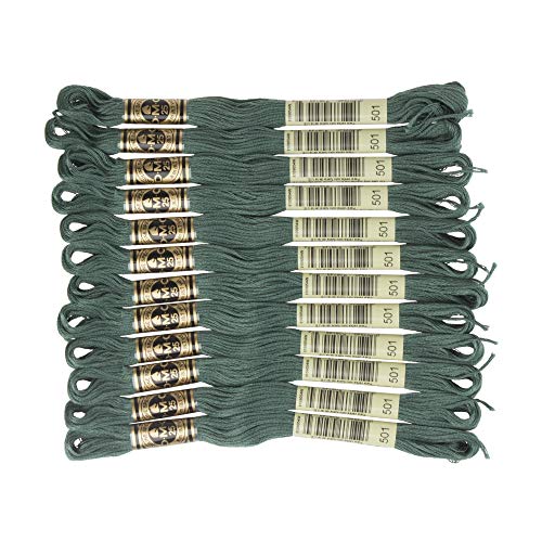 Image of DMC 6-Strand Embroidery Cotton Floss, Dark Blue Green ,Pack of 12