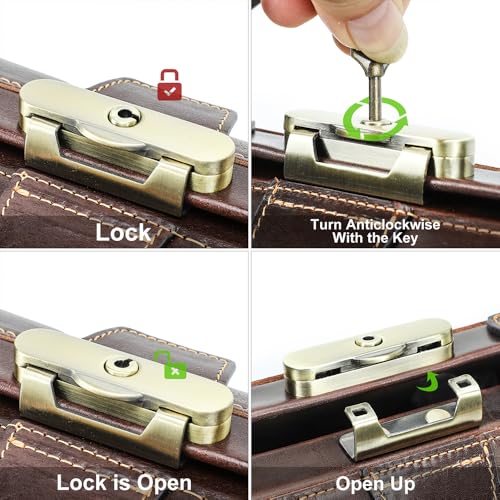 Image of CONTACTS Doctor Bag Purse for Women Luxury Leather Handbag with Lock Shoulder Bag Vintage Top Handle Bag