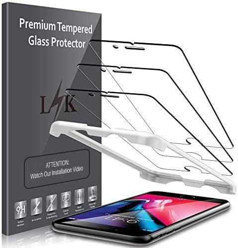 L K (3 Pack) Screen Protector for iPhone 7, iPhone 8 (4.7 inch) Tempered Glass (Easy Installation Tray) Case Friendly, 9H Hardness HD Clear, Bubble Free