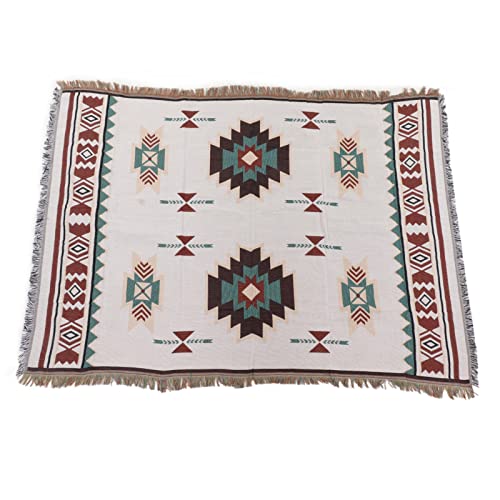 Ethnic Camping Tablecloth Blanket, Cotton Multipurpose Tent Blanket, Tassel Picnic Mat, Soft and Comfortable, 180x130cm, for Outdoor Activities