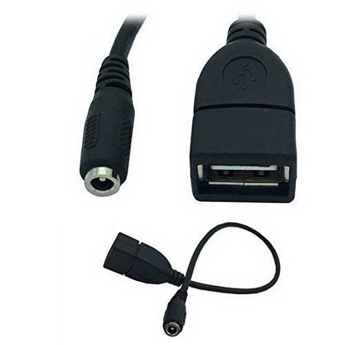 AKNPMHT USBメスへの3.5 * 1.35mmメス ジャックソケットDCアダプタケーブルコードワイヤー【2個】【25cm】USBメス/メス 外径3.5mm 内径1.35mm DC電源 変換ケーブル
