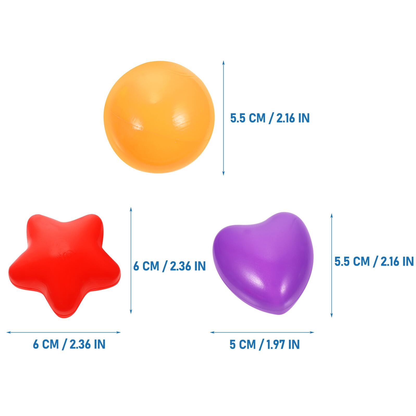 Hemobllo 150piezas Bolas De Océano De Repuesto Forma De Corazón Balones Redondas para Fiesta Bolas para Decoración De Estrella