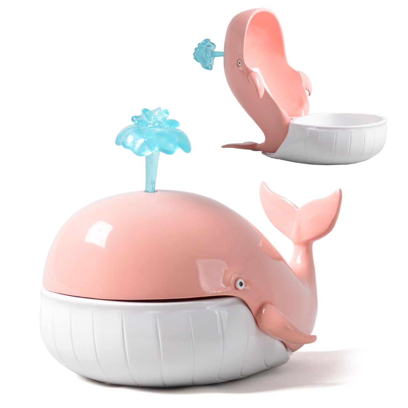 HAUCOZE Whale Gifts Statue Candy Dish Modern Sculpture Arts Cookie Jar Polyresin Red 9.1 inch