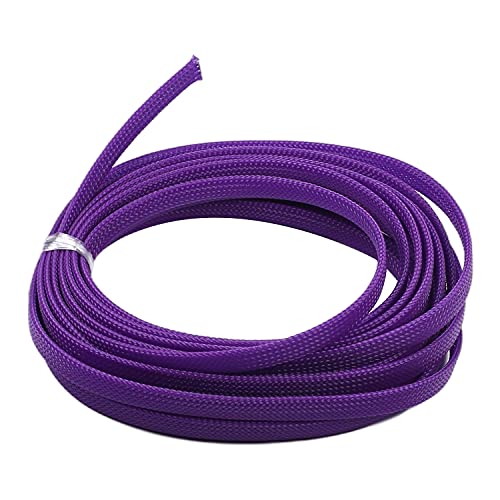 Othmro 編組スリーブ 幅8mm 長さ5m むらさき 1個入り 編組チューブ RoHS認証 PET ポリエチレンテレフタレート材質 ポリエステル編組スリーブ ケーブル被覆用