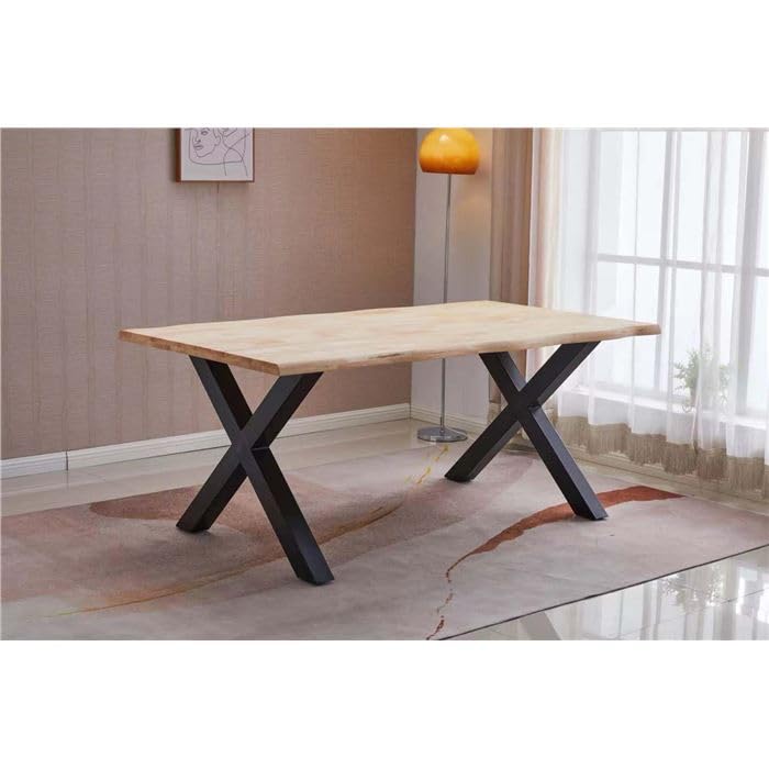 Shiito | Modelo Bruselas JC - Mesa de Comedor | Madera de Roble con Patas Cruzadas Negras | 180 x 100 x 76 cm