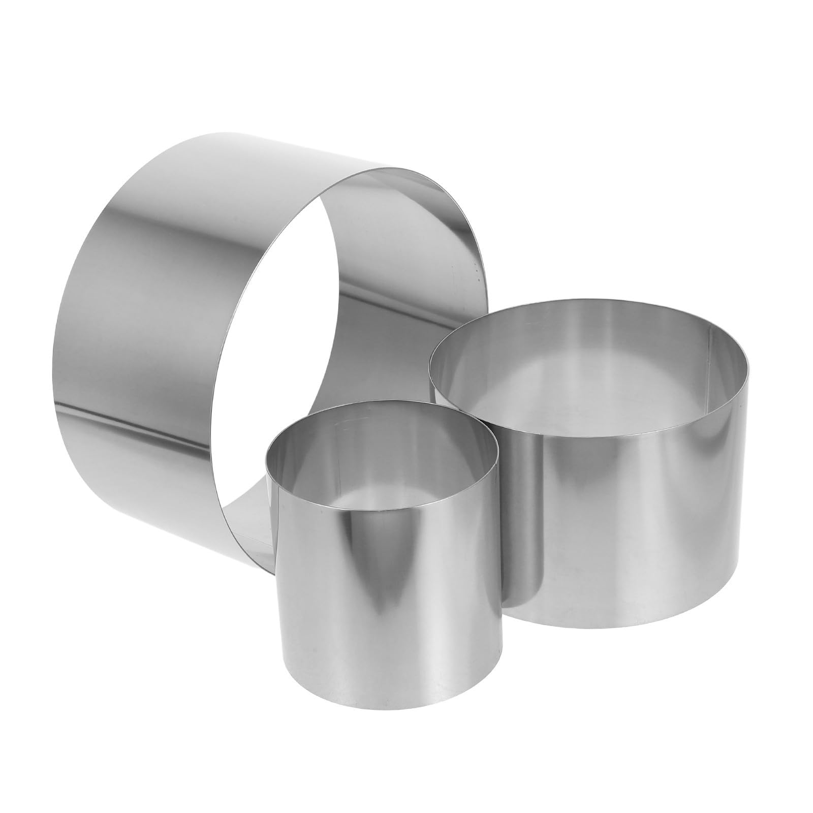 Gadpiparty Molde Redondo para Decorar Pasteles de Acero Inoxidable 3 Piezas Altura de 10cm, Anillos para Hornear Ideales para Fiestas y Repostería Casera
