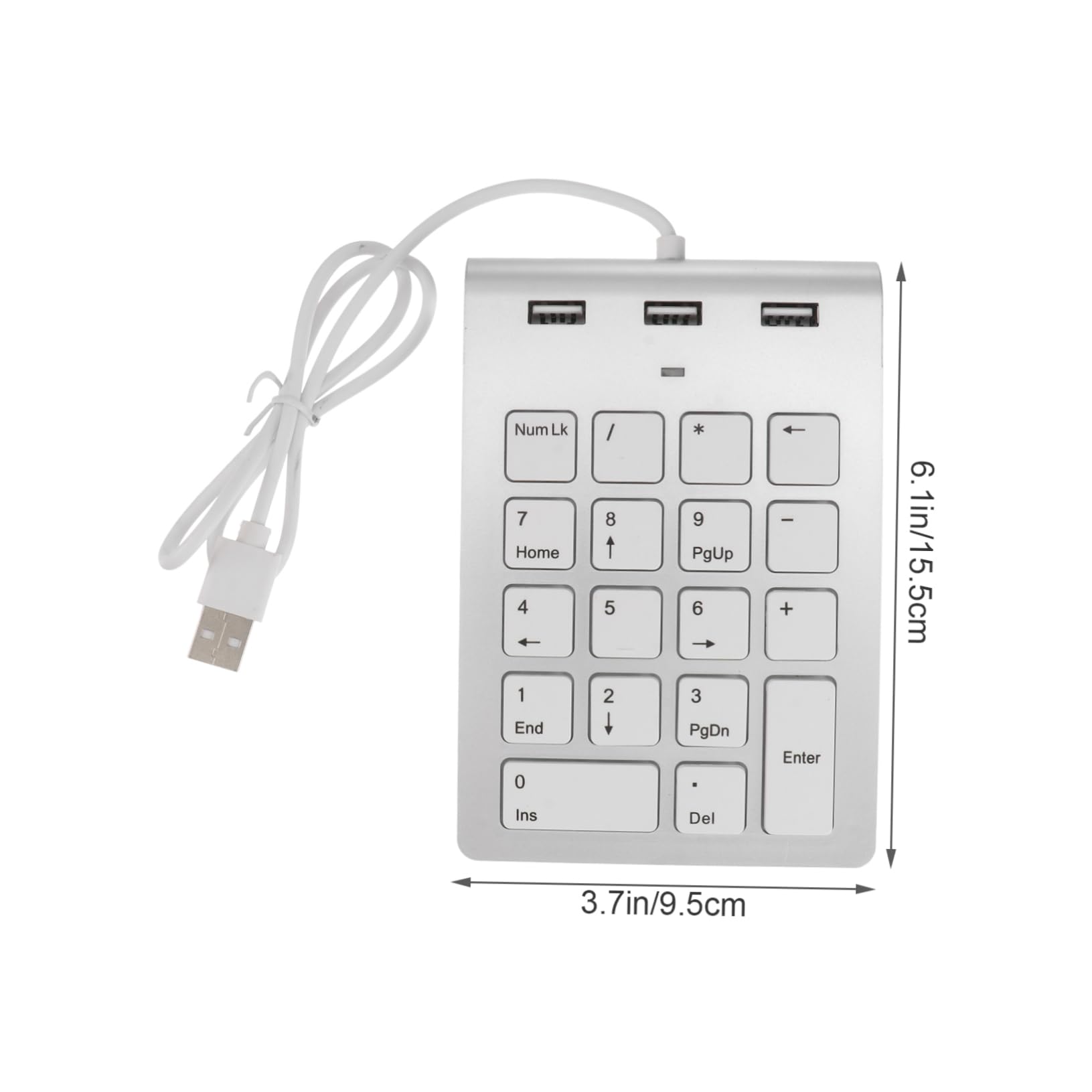 CONGARTENO Numeric Keypad with Ports Hub Key Wired Numpad for and Desktop Silver Design for