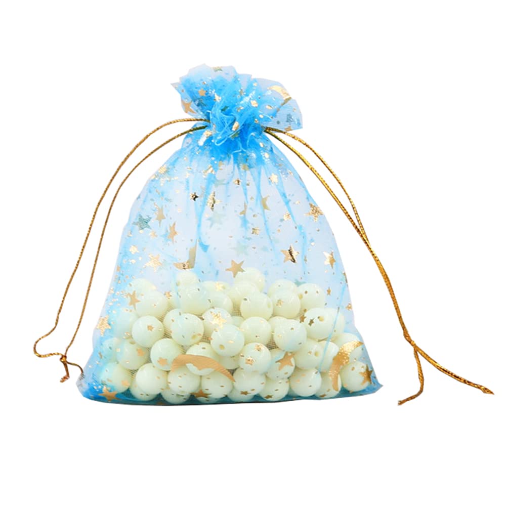 100 Sacchetti In Organza Trasparente Per Bomboniere – 8x10 Cm – Con Stampa In Rattan E Finti Perline – Ideali Per Matrimoni E Festeggiamenti - 5