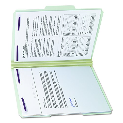 Smead-Pressboard-Fastener-File-Folder-with-SafeSHIELD-Fasteners-2-Fasteners-13-Cut-Tab-2-Expansion-Letter-Size-GrayGreen-25-per-Box-14934