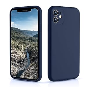 CALOOP Slim-Fit for iPhone 11 Case,Skin Soft Liquid Silicone,Sturdy Hard Frame Shockproof Cover with Anti-Scratch Microfiber Lining,Full Protection for Screen and Lens,6.1 inch(Navy Blue)