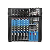 XTUGA Professional Audio Mixer Sound Board Console ES602 USB/MP3/Bluetooth Stage Audio Mixer Built-in Digital Effect Mixer Music Mixer 7 Channels Mixer +48Vpower (black)