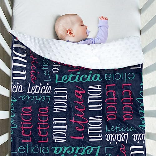 Image of Custom Baby Blanket - Personalized Names Design - Soft Plush Blanket with Double Layer Dotted Backing for Boys Girls Color02(47x60 inches)
