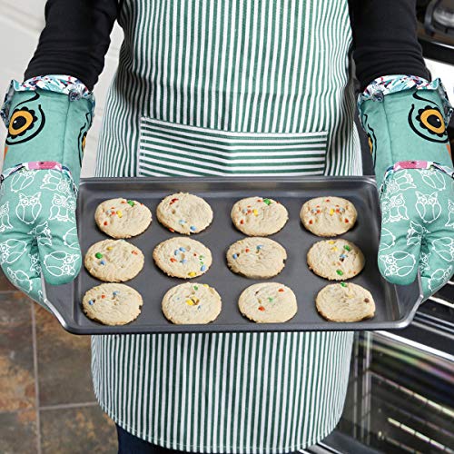 Alselo Oven Mitts, Heat Resistant With Soft Quilted Cotton Lining Set Of 2, Fashion Animal Design With Silicone Printing Anti-Slip Kitchen Gloves For Safe Backing Cooking Barbecue (Green) #TOP5