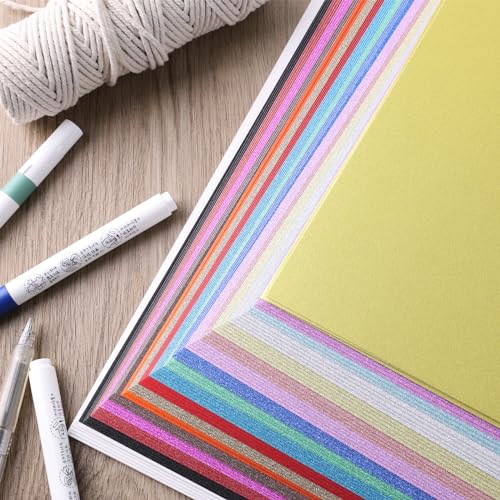 Shindel HSHD0590 25 Sheets Glitter Cardstocks Paper A4, Shimmer Cardstock Heavyweight Paper Metallic Cardstock Paper thumb #5