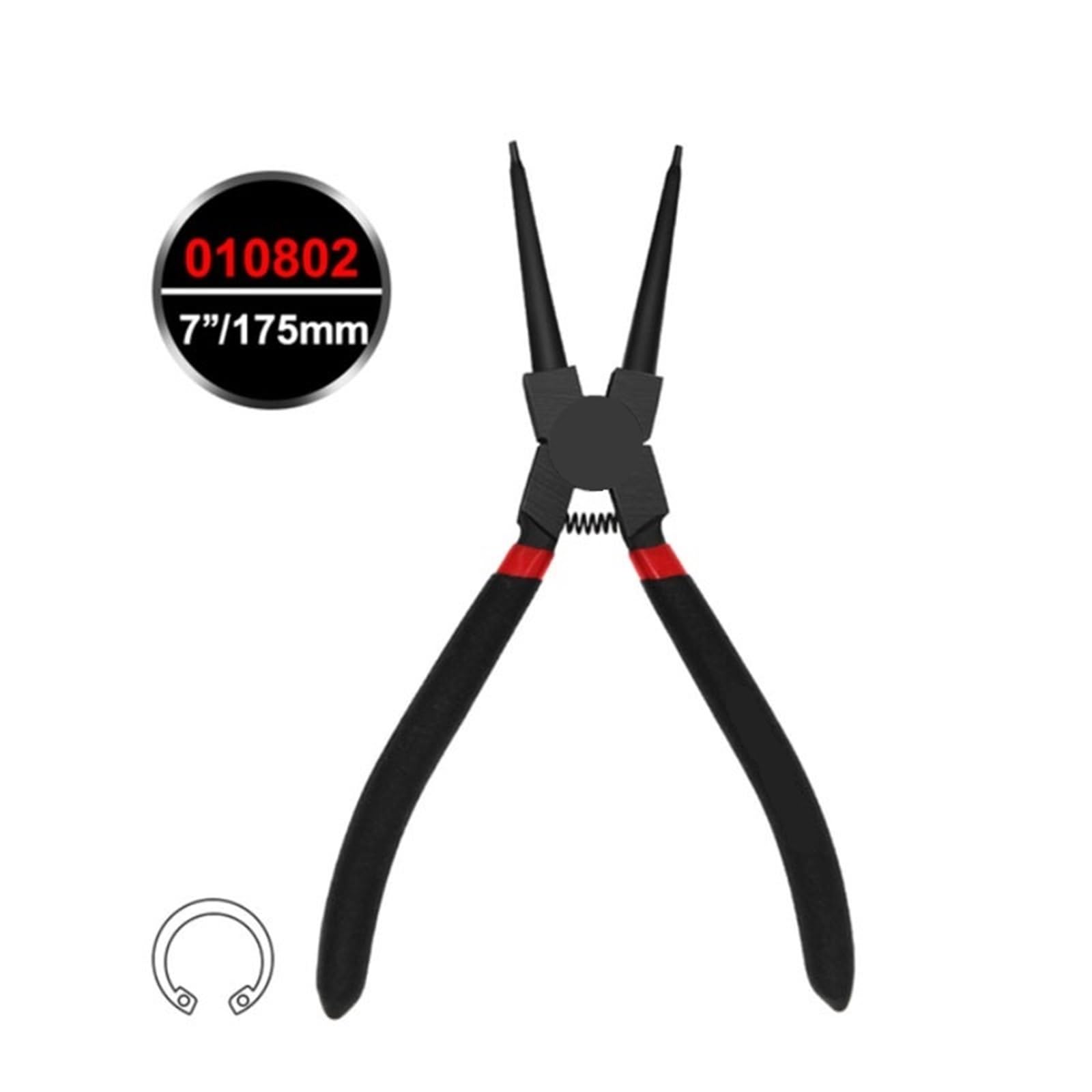 Kit de alicates Circlip alta resistencia 7 ", herramienta anillo presión multifuncional portátil con pico en ángulo recto exterior interior
