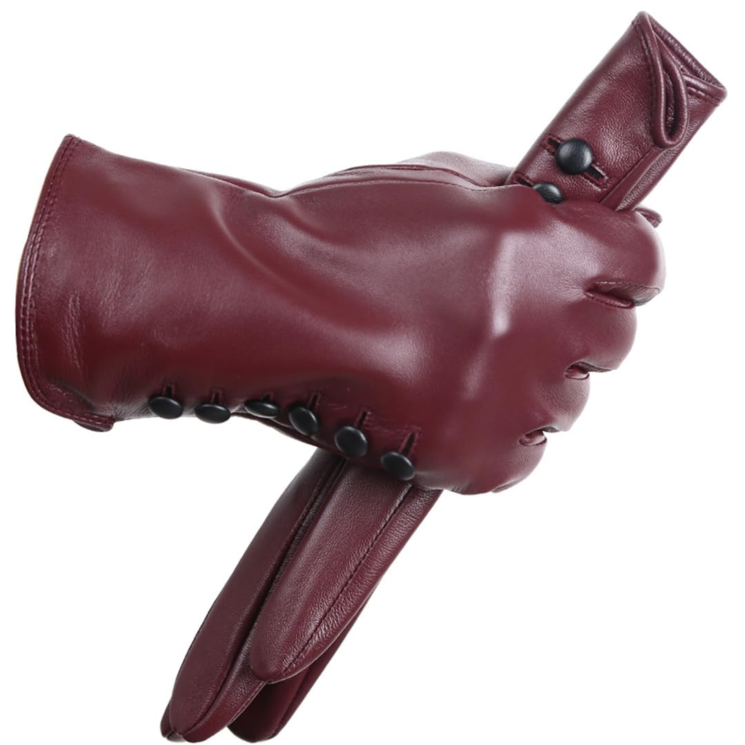 Wvapzxx Guanti Da Donna In Pelle Di Pecora Guanti Invernali In Pelle Da Guida Con Touch Screen Corto