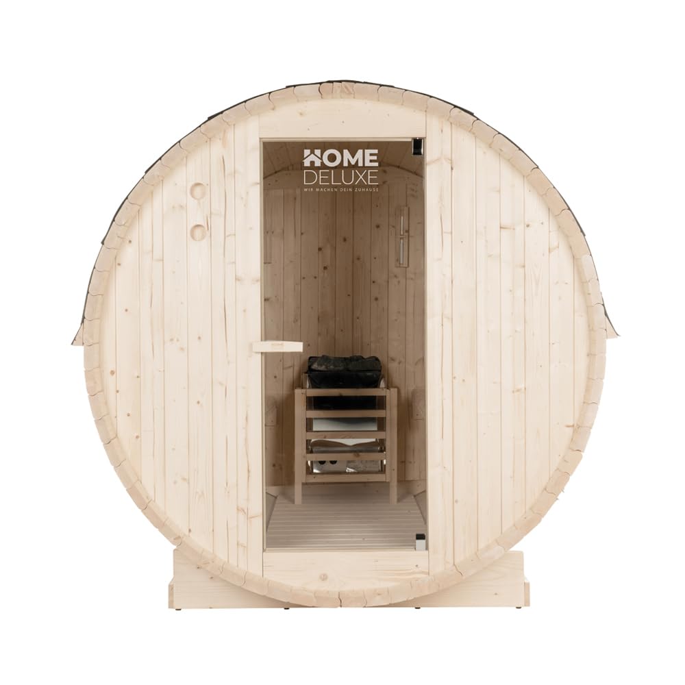 Sauna extérieur en tonneau Lahti L Home Deluxe 189x191x180 cm épicéa poêle inclus