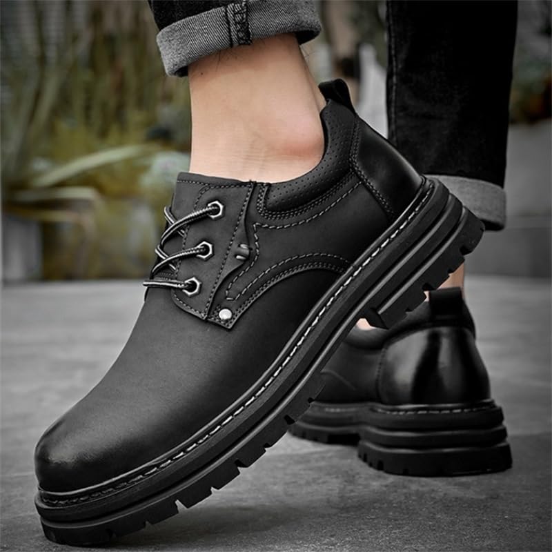 Men's Lace-up Casual Shoes Thick-Soled Waterproof Shoes Big-Headed Warm Thick-Heeled Height-Enhancing Oxford Shoes for Men3