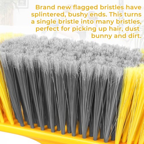Image of 6 Pack Soft Bristle Indoor Brooms with 55 inch Long Handle, Heavy Duty Sweeping Broom for Hardwood Floors, Tile, Kitchen, Lobby, Office, Garage & Indoor Floor Cleaning