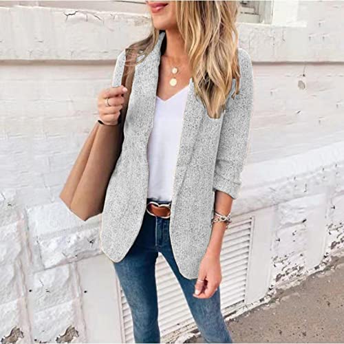 Womens Blazers For Work Casual, Womens Work Casual Oversized Blazers Long Sleeve Open Front Office Business Jackets Gray Blazer For Women #TOP1
