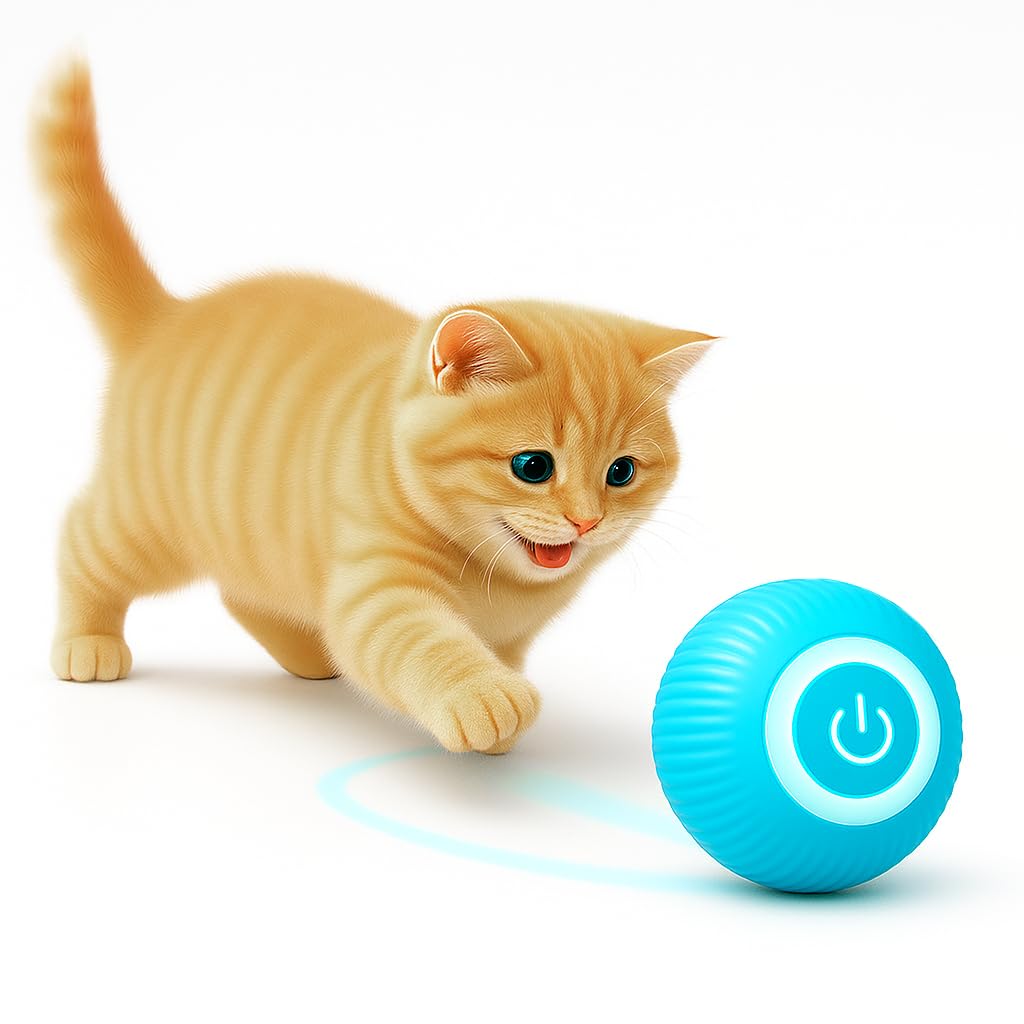 BURAQ 360° Smart Gravity Self Roller Ball Cat Toy, Type-C Charge, Interactive Toys, Automatic Rolling Smart Ball