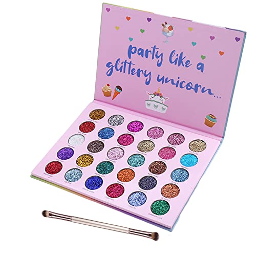 ABELYN 30 Colors Glitter Eyeshadow Makeup Palette Colorful Sparkly Eye Shadow Pallet + 1Pc Eyeshadow...