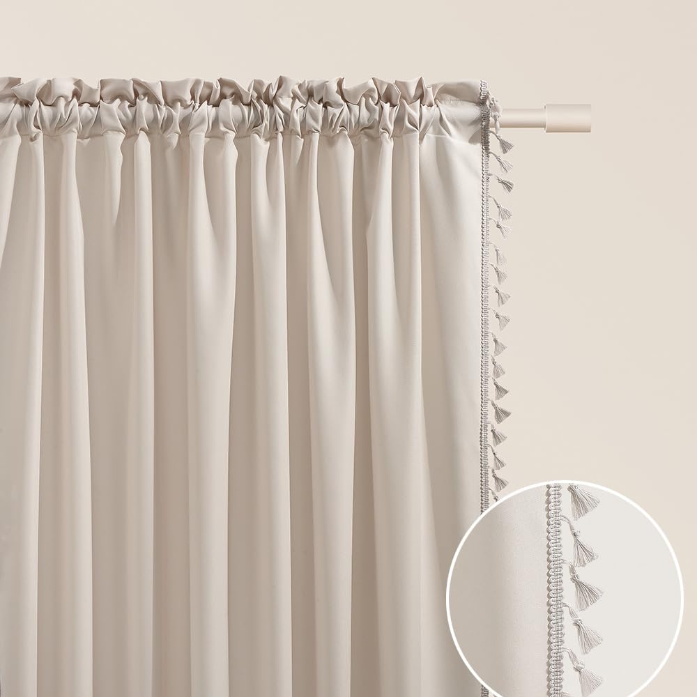 ROOM99 Lara Curtain with Ruffle Tape, 140 x 260 cm, Width x Height Sliding Curtains, Modern Curtain, Living Room, Bedroom