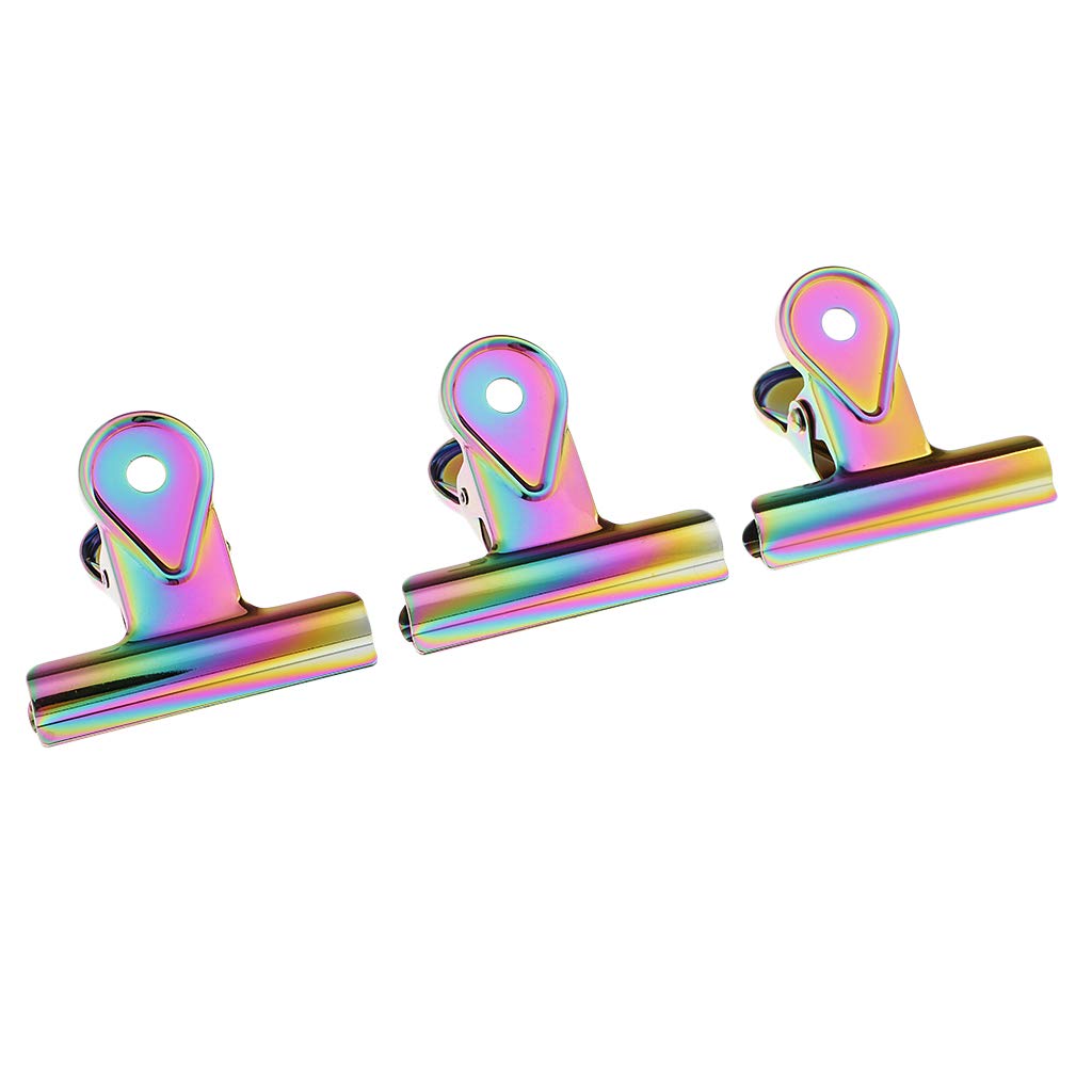 Büroklammern Foldback Clip Binder Clips, 3 Stück Clips Bunte Utility Büroklammern Metall Binderklammern Scharnierklammern for die Schulorganisation, 65 mm (Size : 65mm)