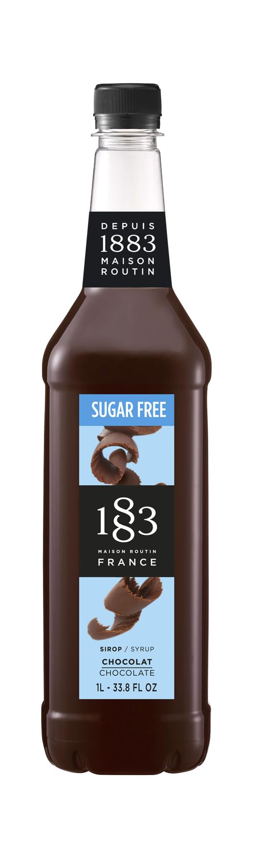 1883 Schoko Sirup Zuckerfrei | Qualität aus Frankreich | 1 Liter | PET-Flasche | Vegan
