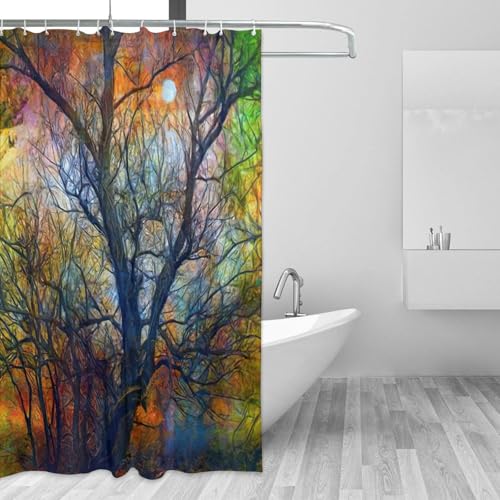 Rideau de douche arbre de vie 183x183cm en polyester imprimé avec 12 œillets - 4