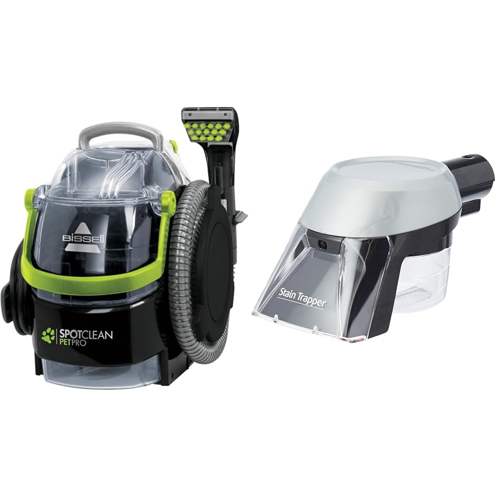 BISSELL 15585 SpotClean Pet Pro portatile, nero/verde, 750 W, 84 decibel + accessorio per la pulizia delle macchie cattura macchie per tutti i pulitori per macchie e tappeti Bissell