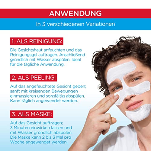 Garnier Hautklar 3 in 1 Gesichtsreinigung für unreine Haut, Reinigung, Peeling und Maske, Mit Salizylsäure und Tonerde… - Image 6
