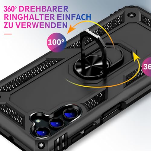 Image of Heavy Duty Case for Samsung Galaxy S25 Plus Phone Case with Screen Protector, Military Grade Shockproof Rugged Protective Cover for Samsung S25 Plus, with Metal Ring Magnetic Kickstand (Black)