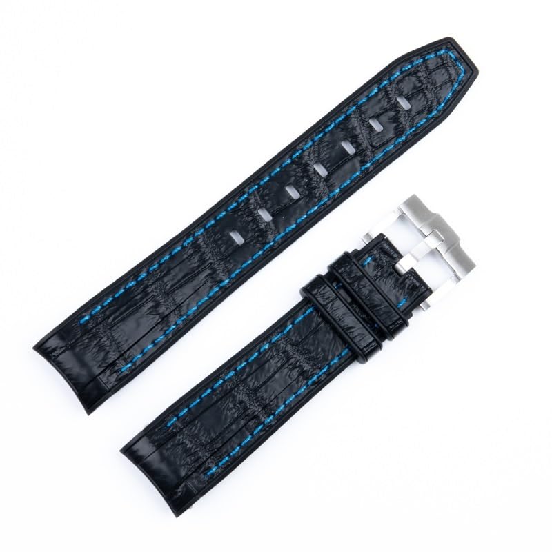 Bracelet montre caoutchouc et cuir 20mm ultra flexible et résistant