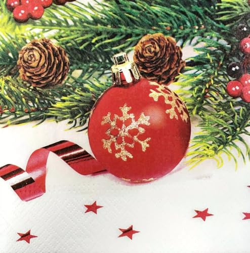 Paper Luncheon Decoupage Napkins Christmas Tree Ornaments Lot of 20