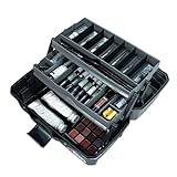 ArtBin 6892AG 2-Tray Art Supply Box, Portable Art & Craft Organizer with Lift-Up Trays, [1] Plastic Storage Case, Gray/Black