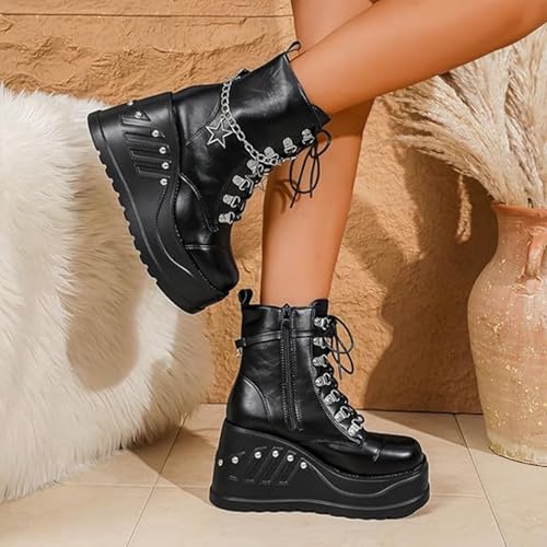 Image of Ulalaza Women Mary Jane Dress Pumps Lolita Shoes Cute Platform Gothic Double Ankle Strap Round Toe Chunky Heel Uniform Pumps Shoes Perfect for School Party Business Work Dance Date Night Club