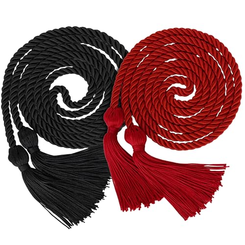 Image of GraduationMall Double Graduation Honor Cords Black & Red 68 inch
