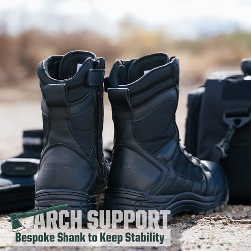 Image of Tactical Boots for Men Side Zipper 8 Inch Lightweight Comfortable Military Hiking Boots(BMP110)