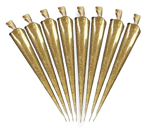 Image of Colorful Glitter Liquid Paste Cones for Arts & Crafts Material, Lippan Art and Decorative Purposes Pack of 8 Cones (Golden)