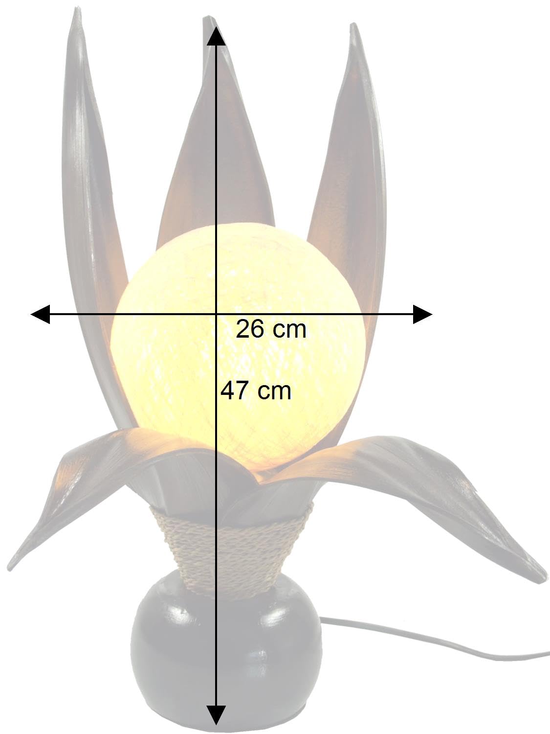 GURU SHOP Palmenblatt Tischlampe, Lotus Tischlampe, Bali, Modell Palmera 8
