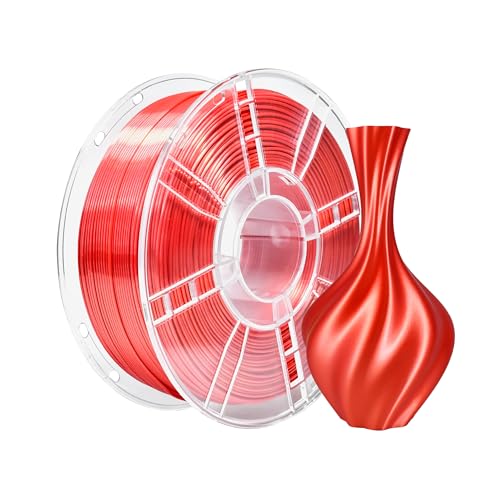 Image of iBOSS Silk PLA Plus Filament 1.75mm Red 1KG, PLA+ 3D Printer Filament Dimensional Accuracy + /- 0.02mm, 1kg Spool(2.2lbs) 3D Printing Filament Fits for Most FDM 3D Printers